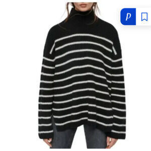 All Saints striped black turtleneck sweater